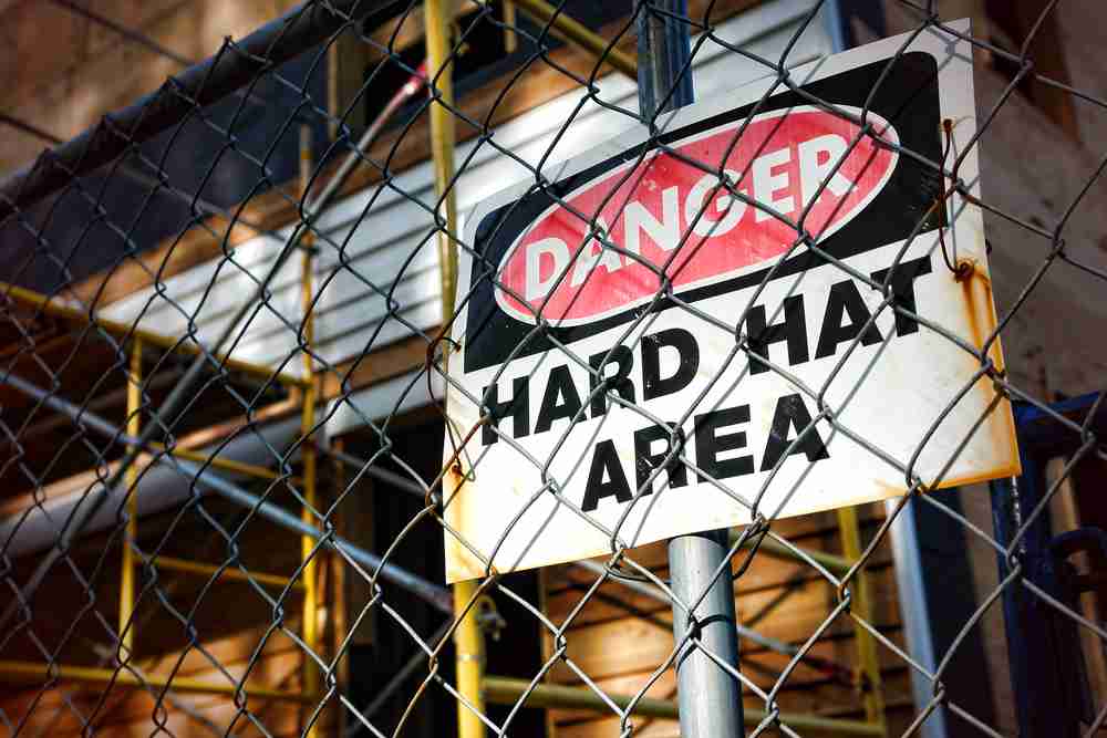 construction safety danger sign to protect workers and crew on site