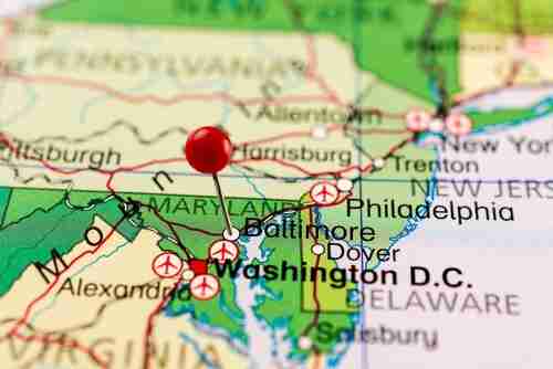 maryland on the map where osha makes rules for fall protection equipment on construction sites